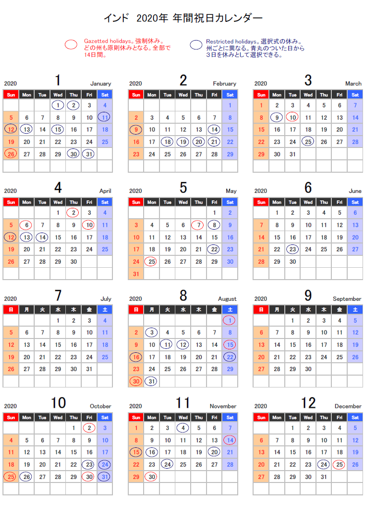 インドの祝日カレンダー年 インドの祝日一覧と数